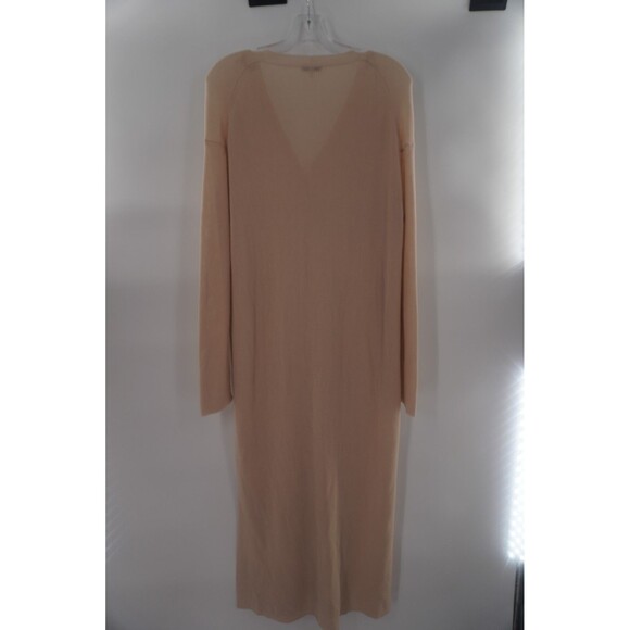 Lafayette New York 148 Tan Ribbed Cotton V Neck Front Button Duster Sweater Sz S - Picture 3 of 12